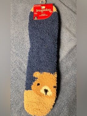 Snugadoo Cozy Fuzzy Bear Socks Blue Plush Warm NWT One Size